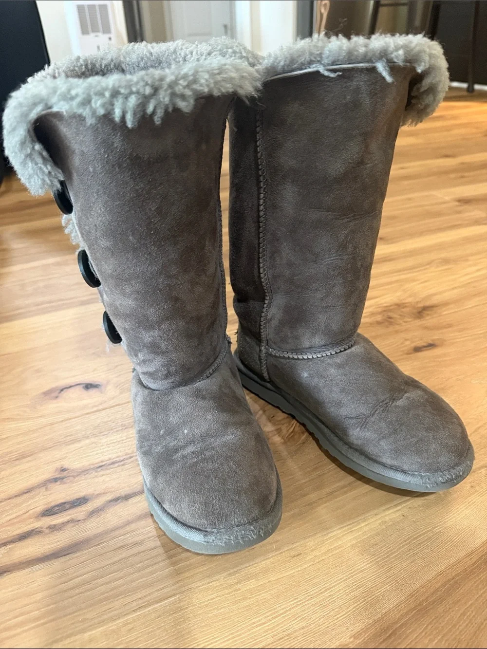 UGG Women's Tall Button Shearling Boots - Gray Brown
